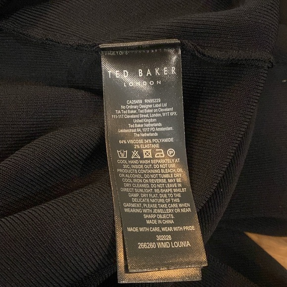 TED BAKER LONDON Lounia Fluted Sleeve Body-Con Sweater Dress Black SZ 3 NWT - Picture 12 of 12